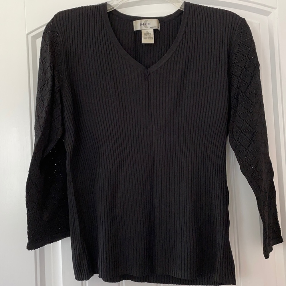 NWOT KIKIT Black XL Knit 3/4 Sleeves Sweater